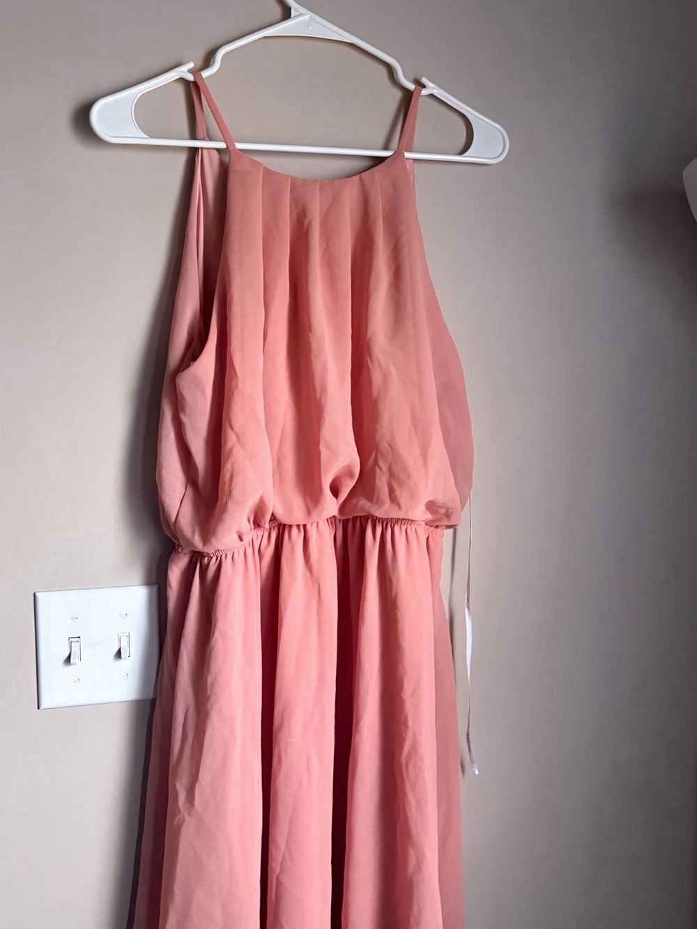 DNA couture Coral Pink Halter Midi Dress